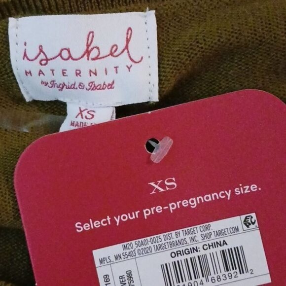 Isabel Maternity Sweater Olive Green Pullover Ruched V Neck Womens Size XS - Picture 6 of 7